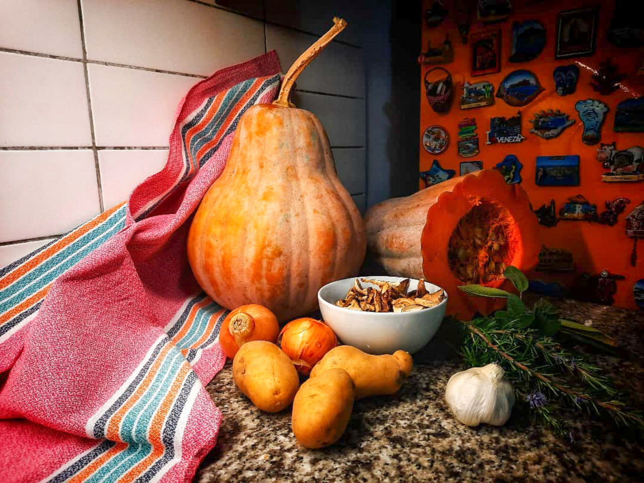 Pumpkins and other tubers are kept in a certain room