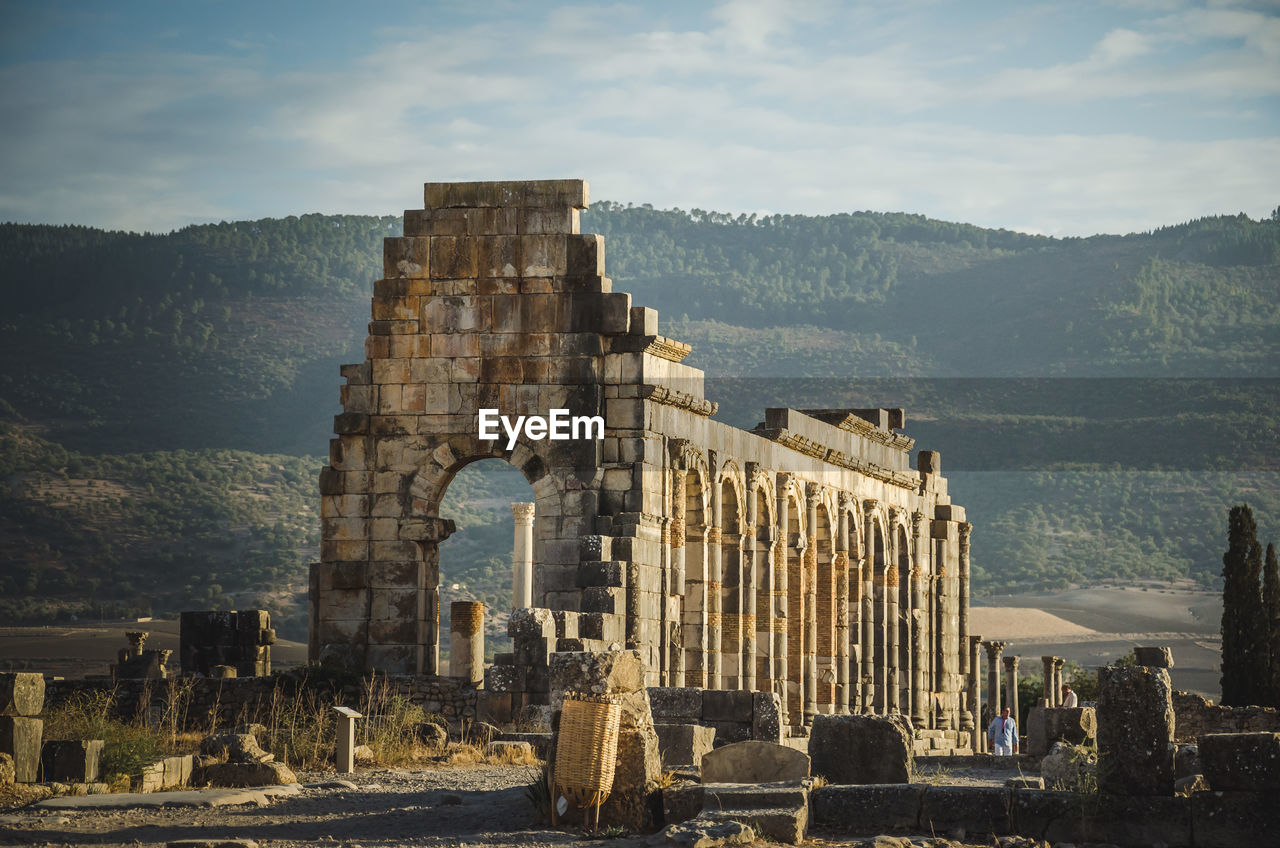 View of old ruin building against sky