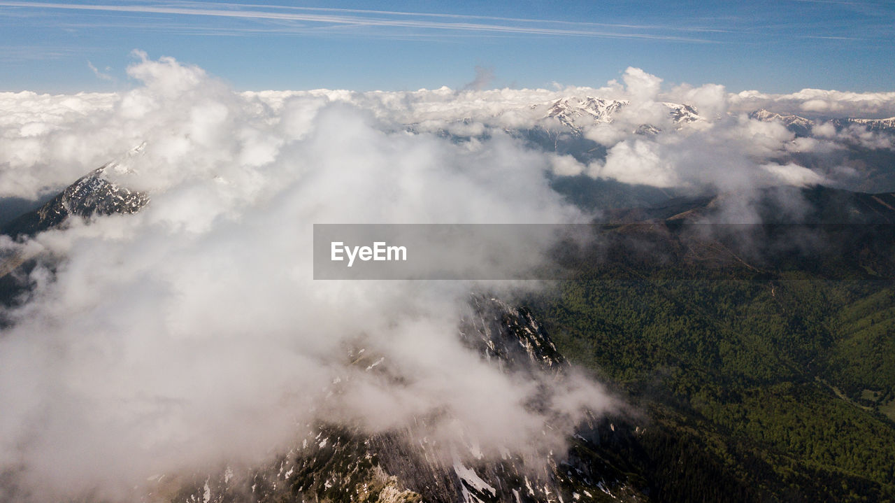 Aerial view of mountain against sky