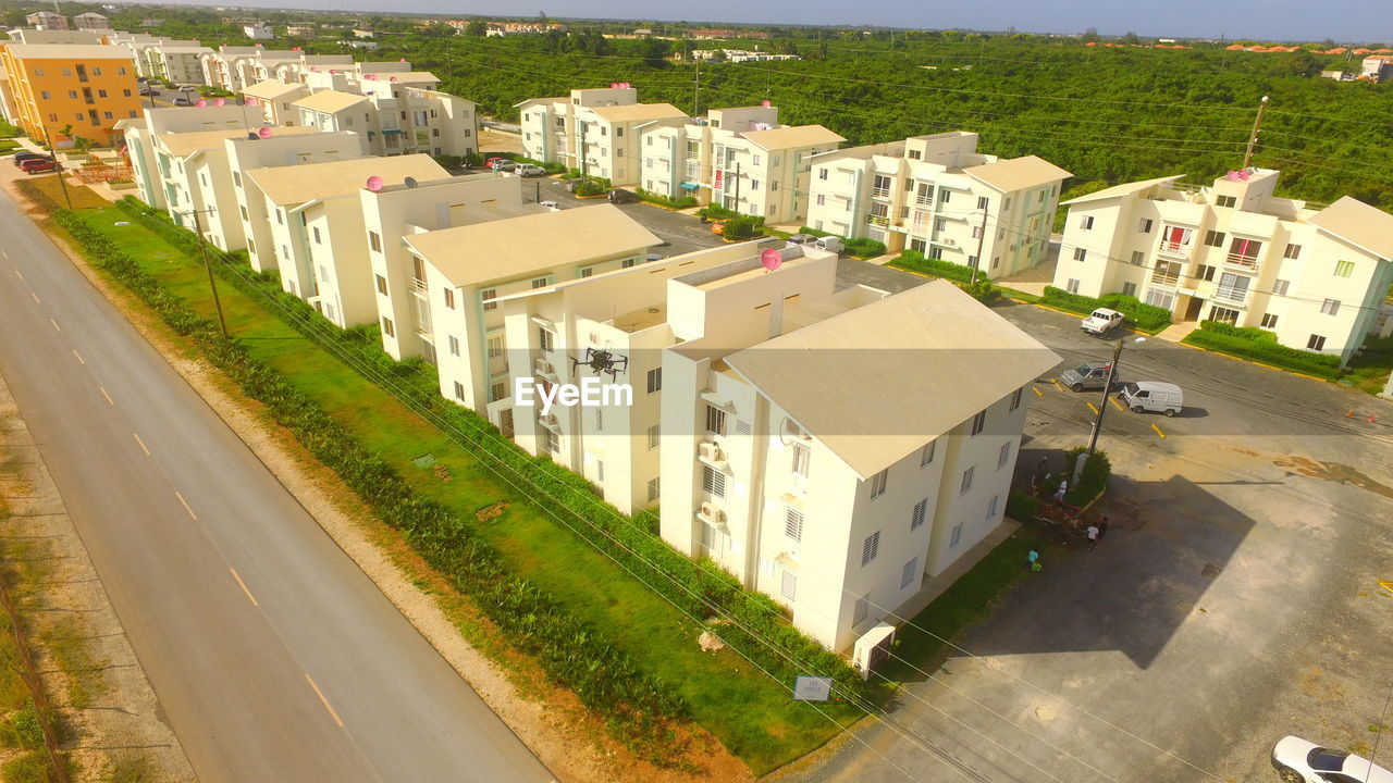 HIGH ANGLE VIEW OF RESIDENTIAL BUILDINGS