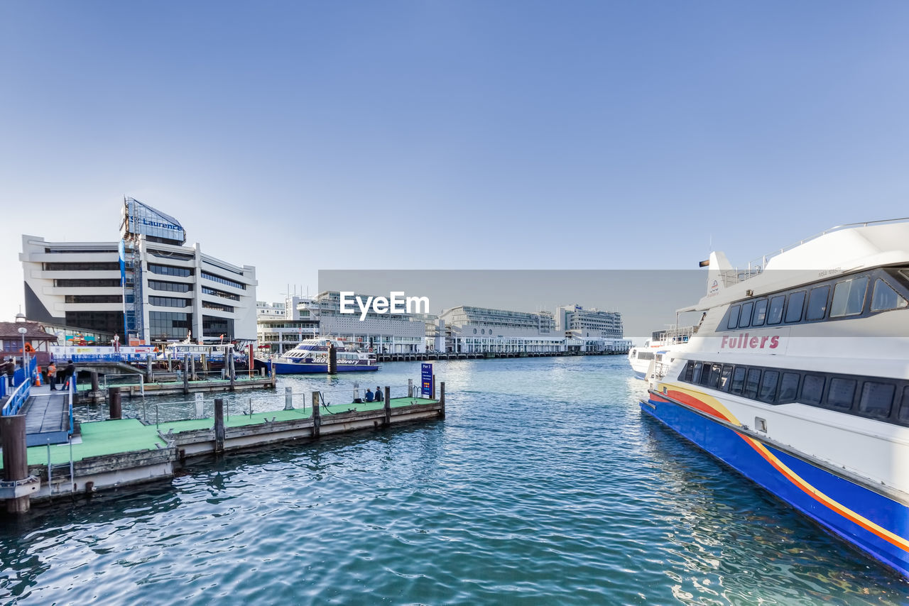 VIEW OF BOATS IN CANAL ALONG BUILDINGS