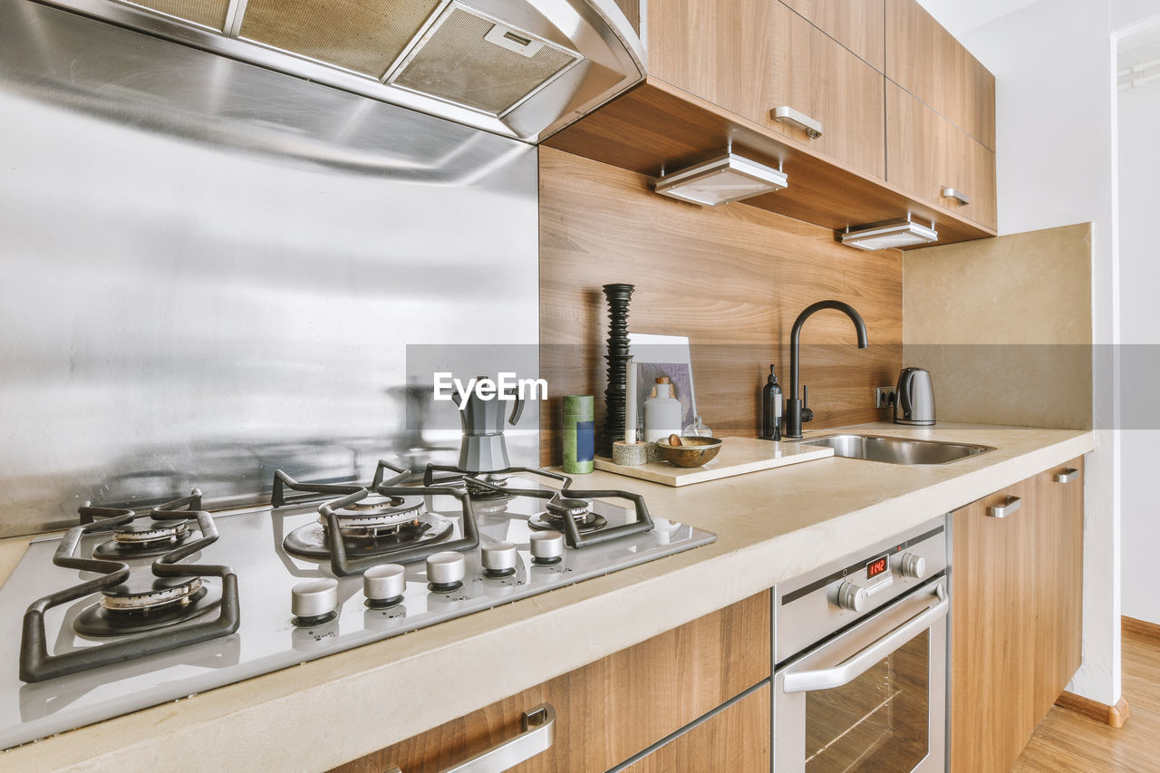 high angle view of utensils in kitchen