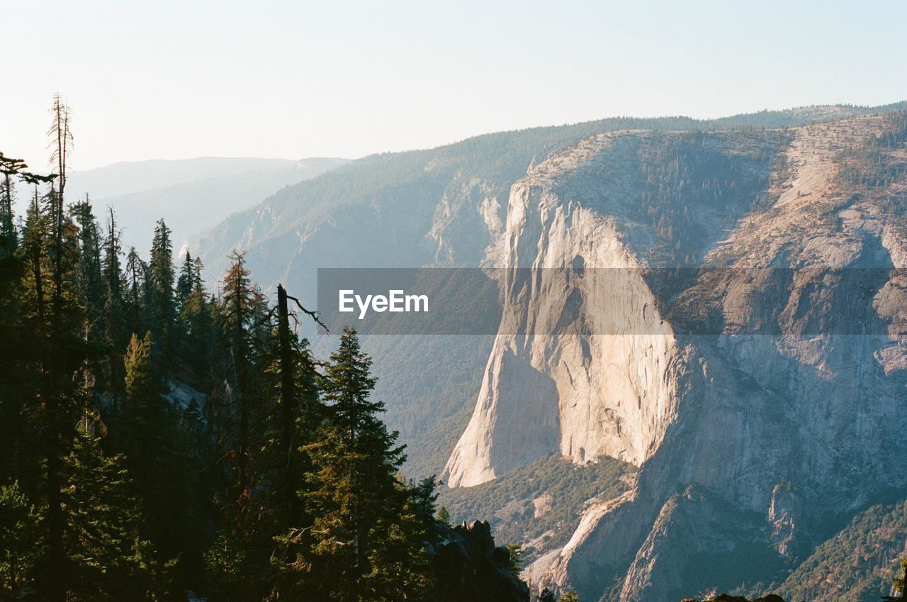 Panoramic view of el capitan landscape and mountains against sky in yosemite national park, ca
