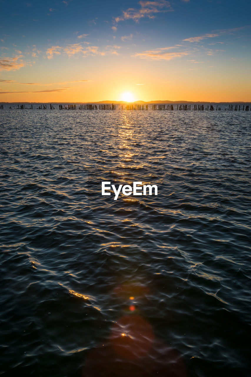 Scenic view of sea against sky during sunset