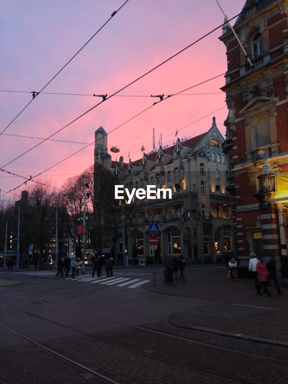 CITY STREET AT SUNSET