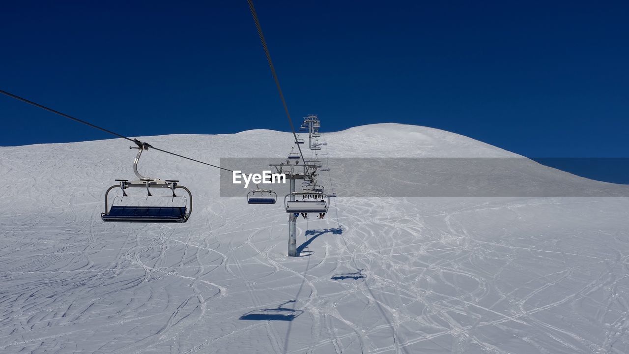 Scenic view of snow covered mountains against cloudy sky