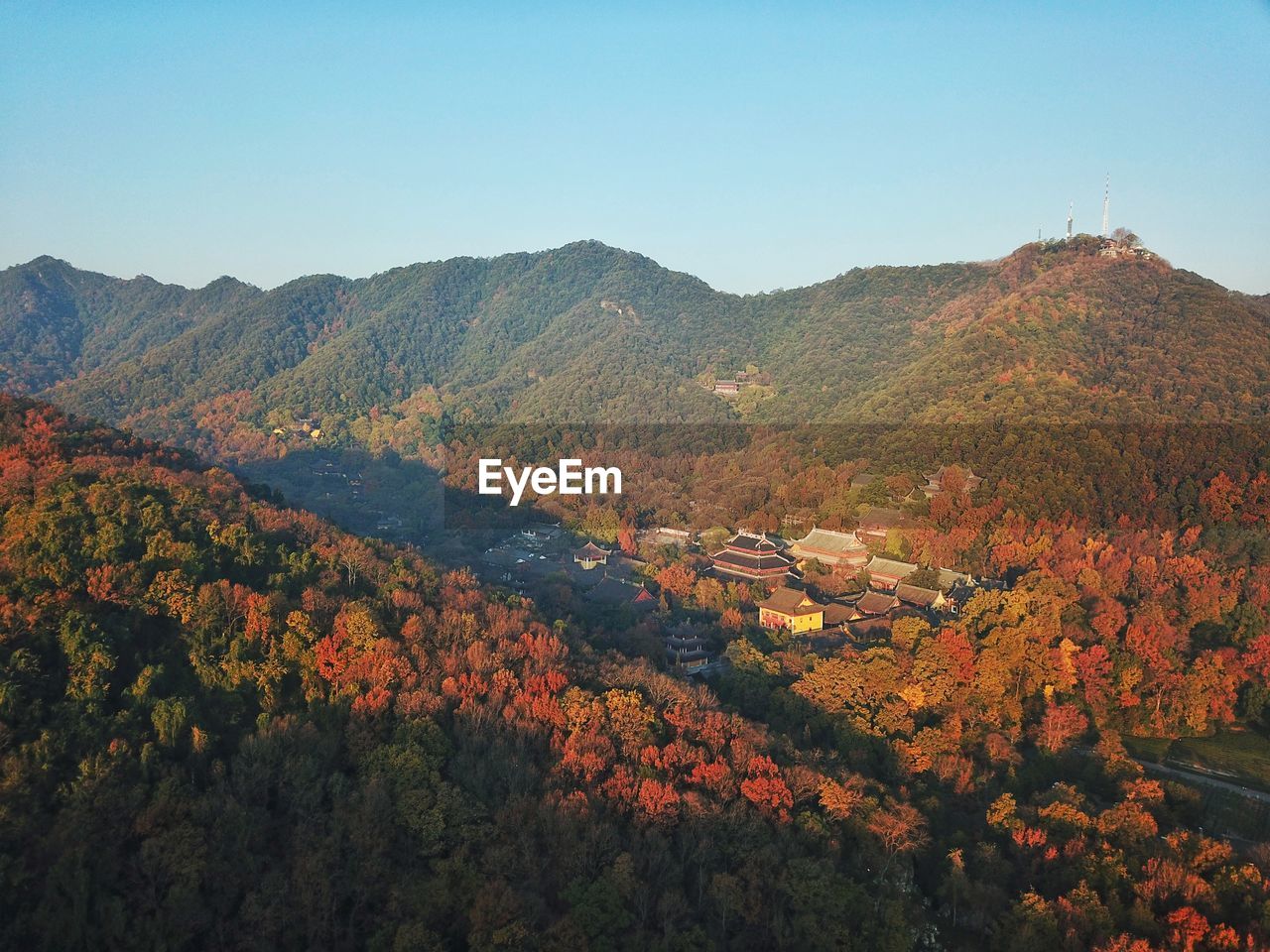 Scenic view of mountains against clear sky