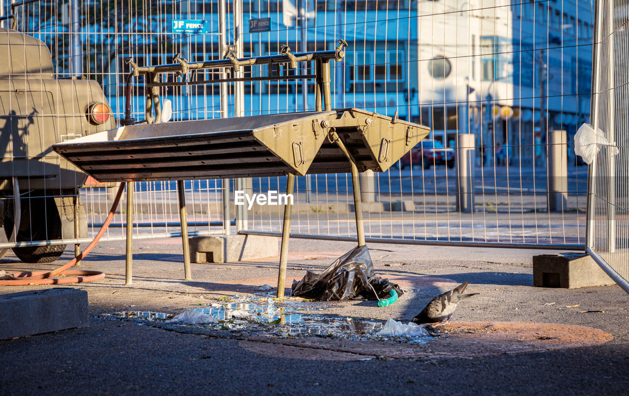 DAMAGED CONSTRUCTION SITE IN CITY