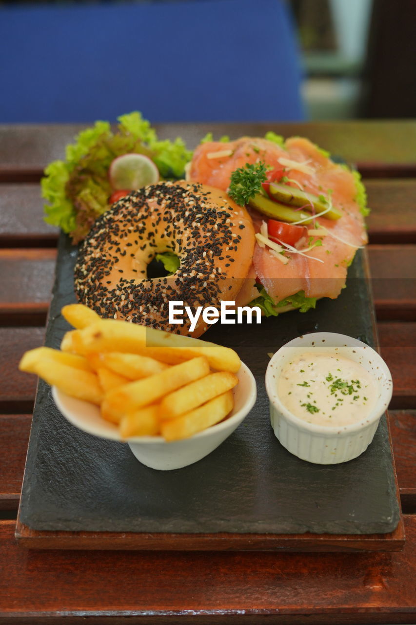 Close-up of food on table