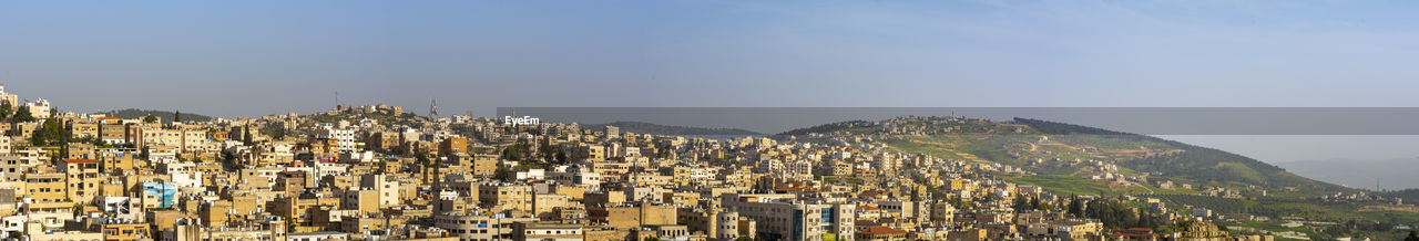 Jerash, jordan, panoramic cityscape of the skyline of the jordanian city of jerash