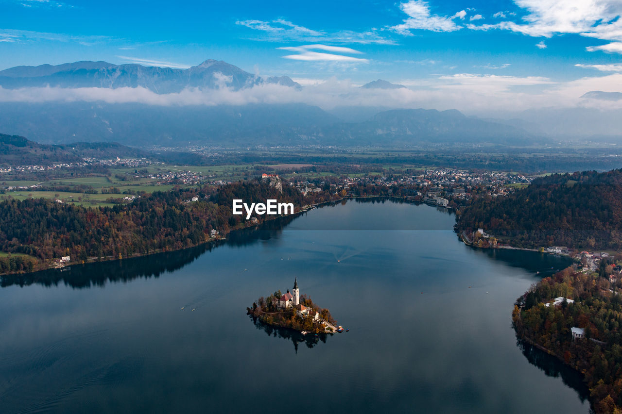 Aerial view of city at waterfront