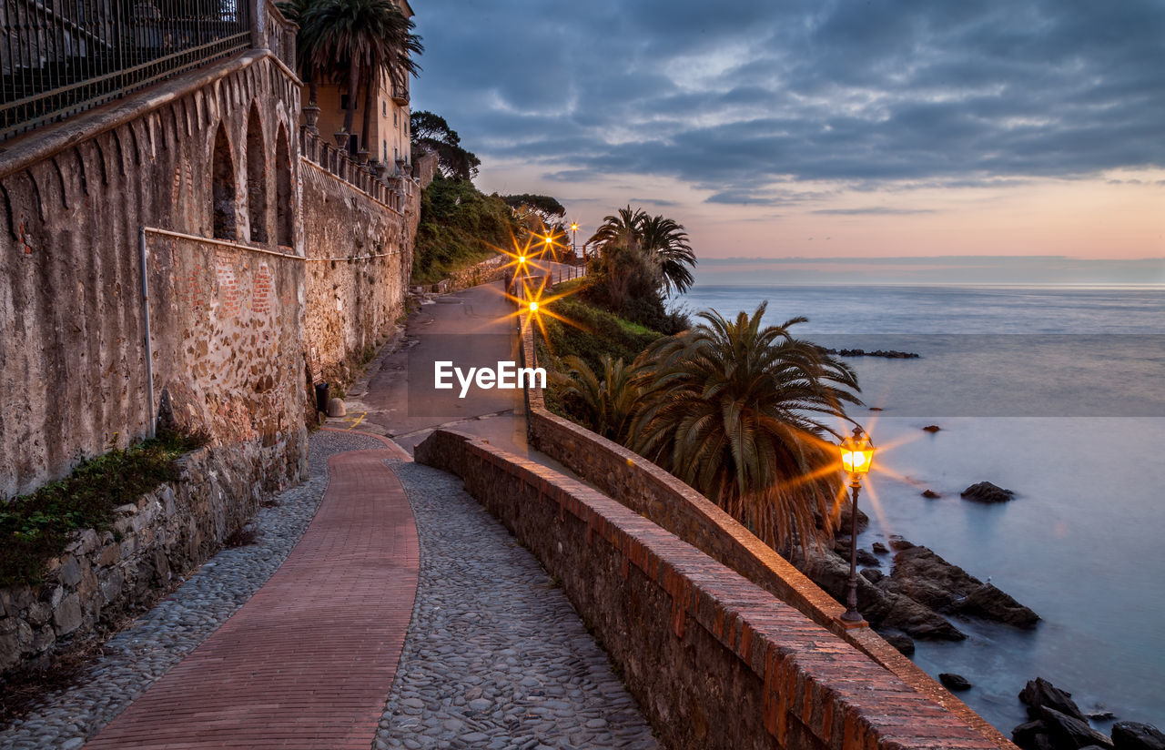 Scenic view of sea against sky at sunset