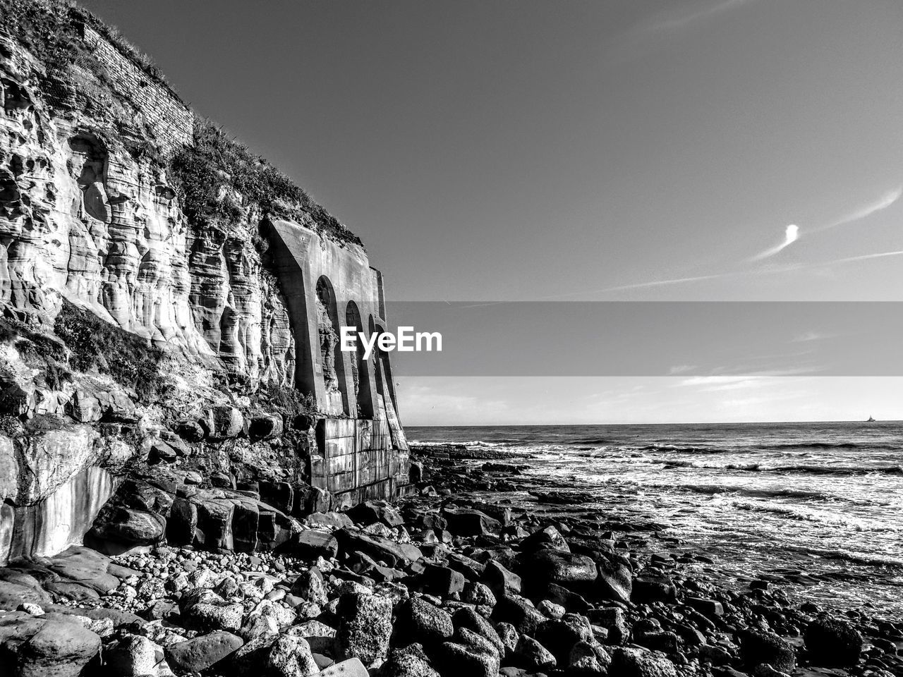 Scenic view of sea against clear sky