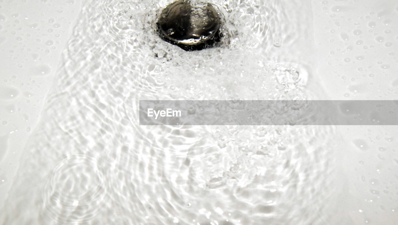 High angle view of water in bathtub