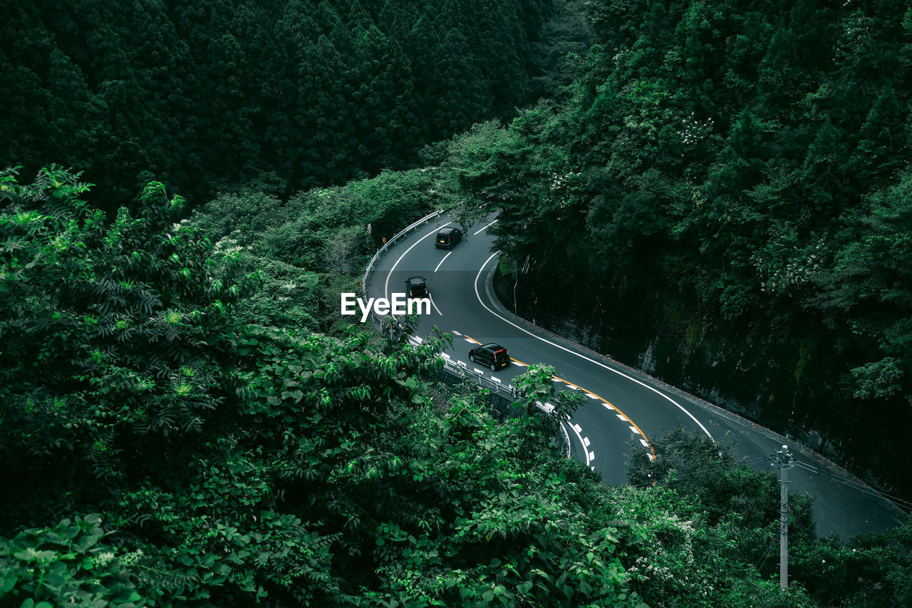 High angle view of mountain road