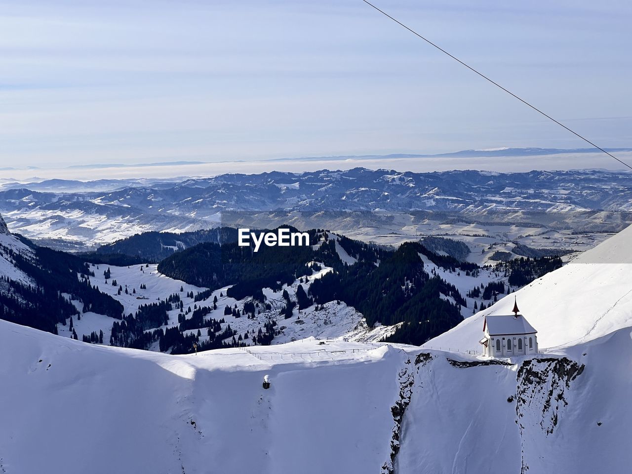 Panoramic view from mt pilatus in winter