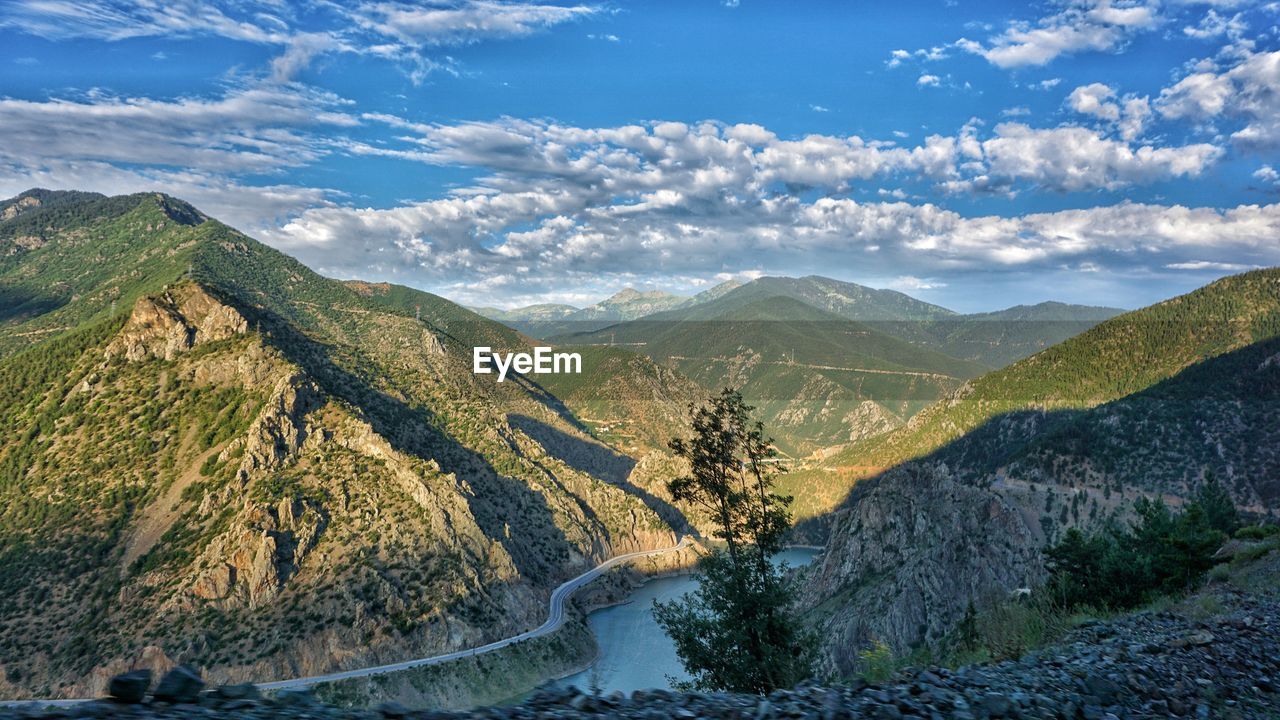 Scenic view of mountains against sky