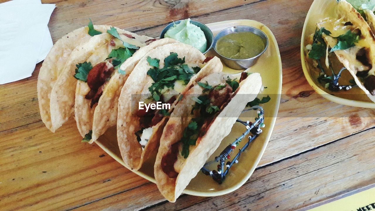 High angle view of meal