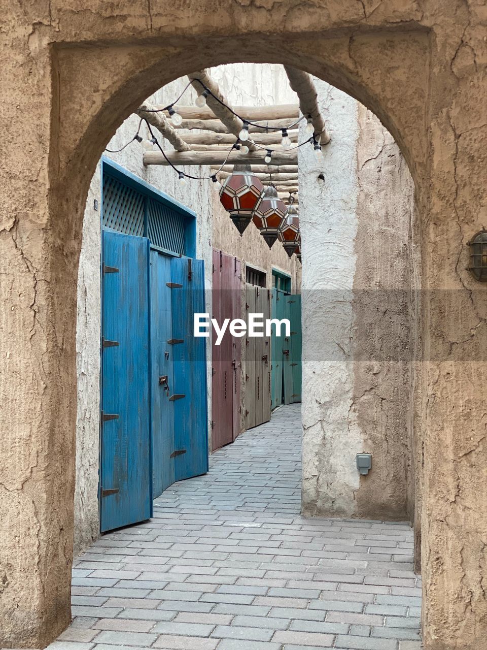 Empty corridor of historic building