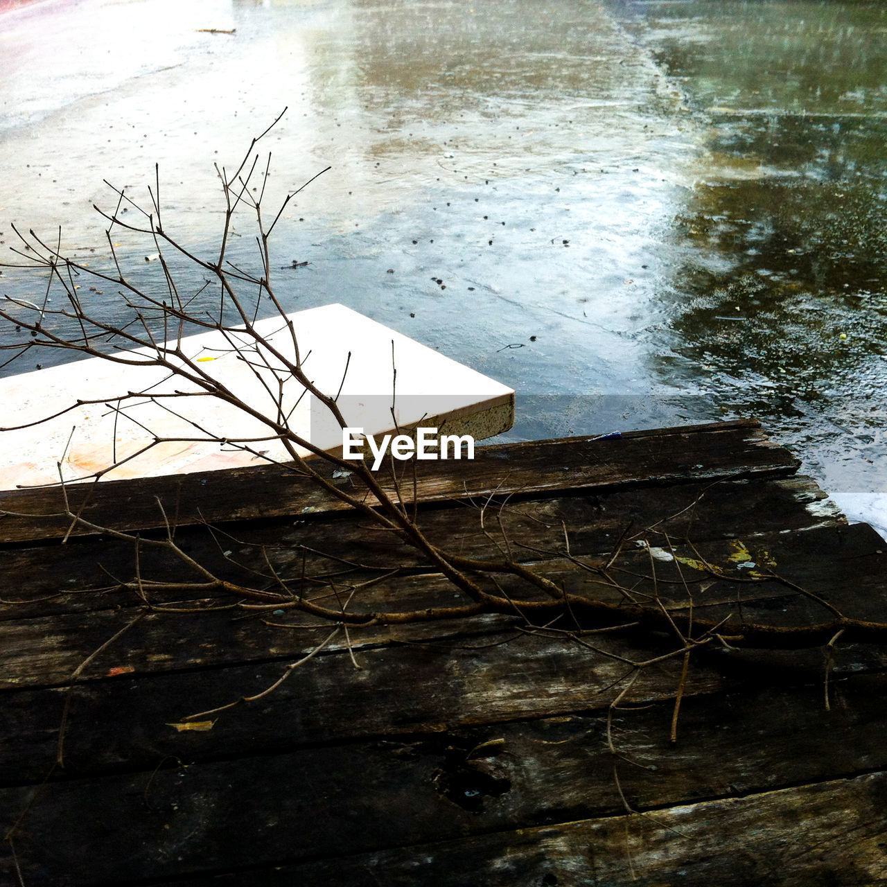 Close-up high angle view of lake