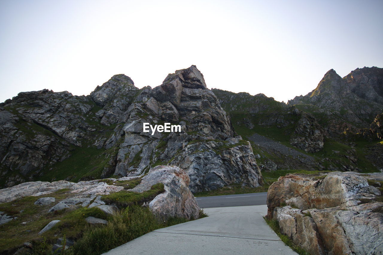 Scenic view of mountains against clear sky