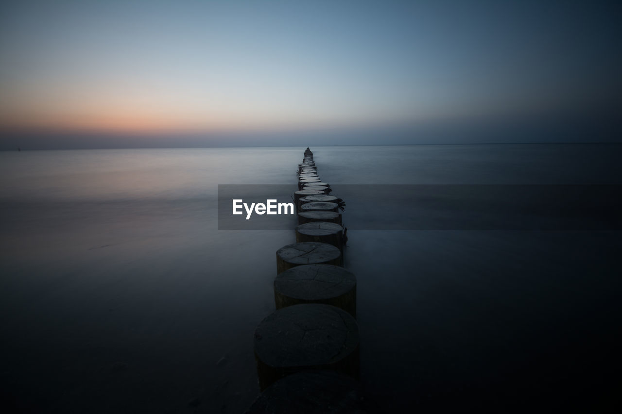 Scenic view of sea against sky at sunset