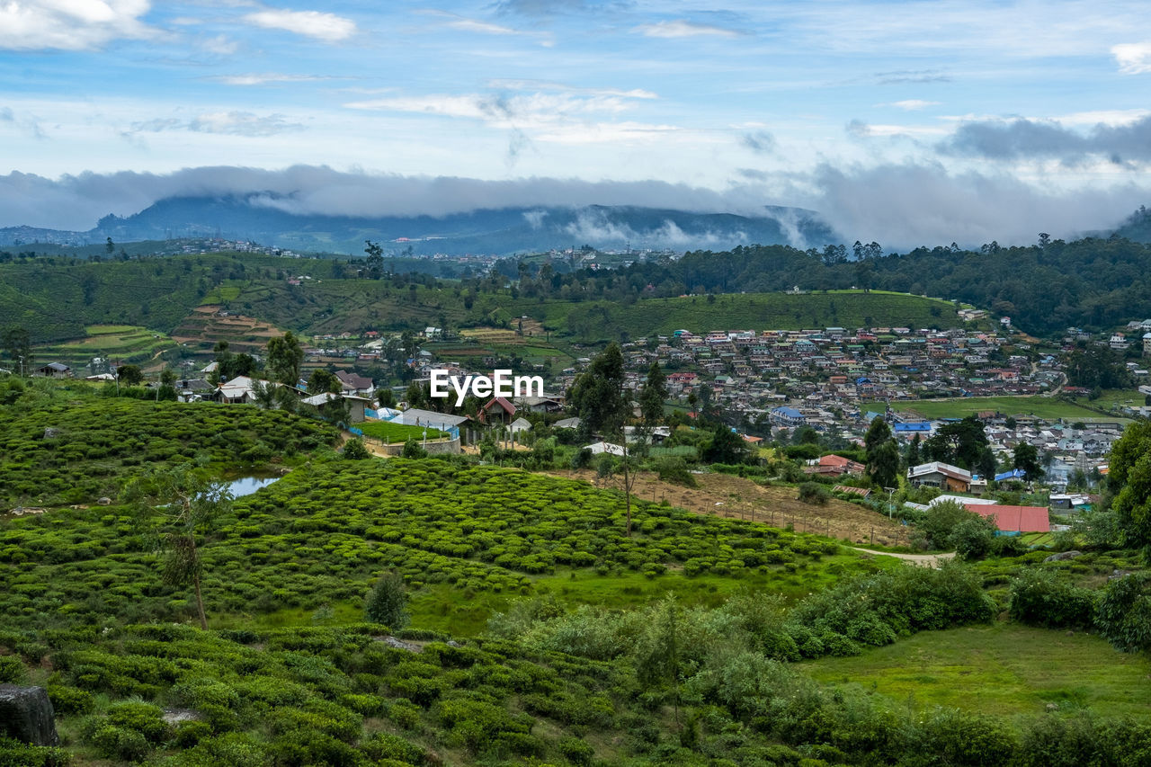 Panoramic view of townscape against sky