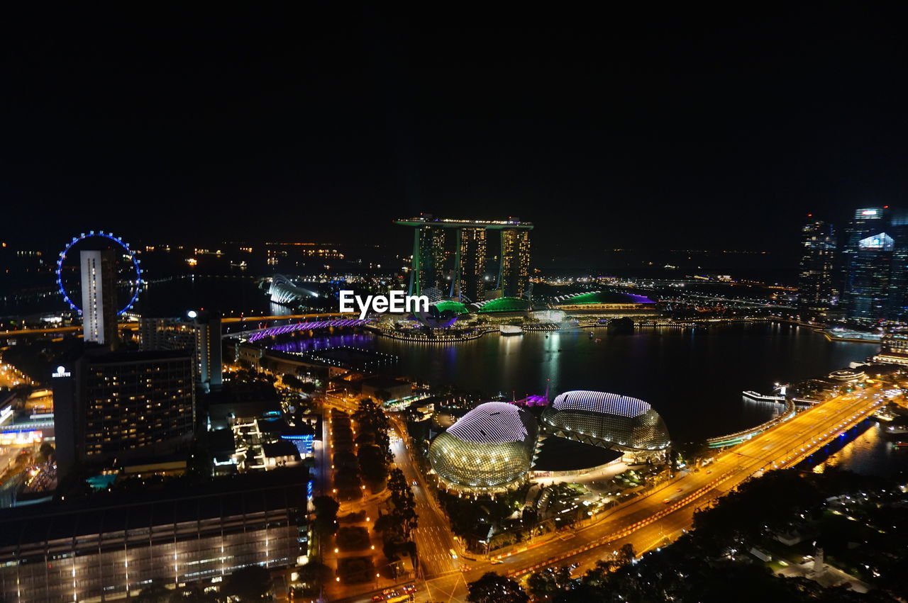 Illuminated city at night