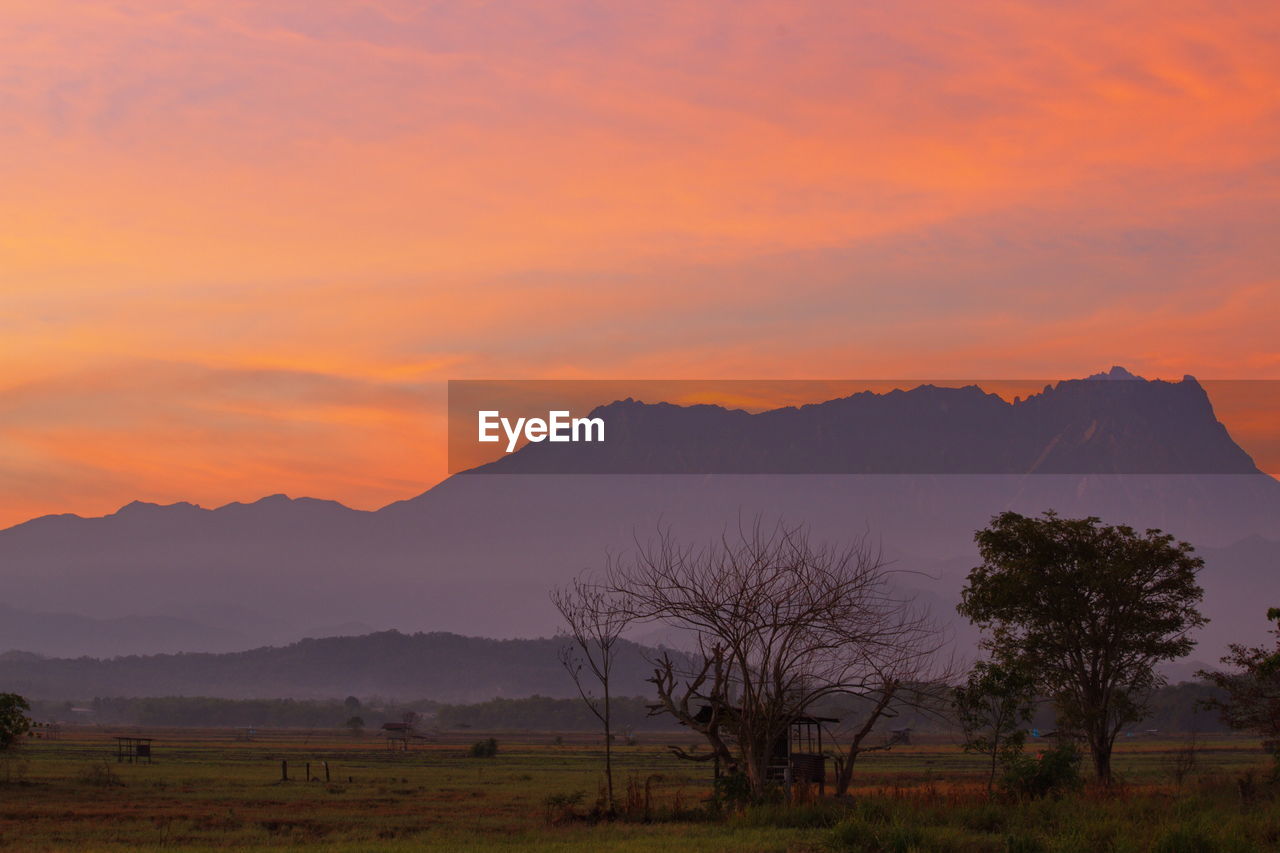 SCENIC VIEW OF MOUNTAINS AGAINST SKY DURING SUNSET