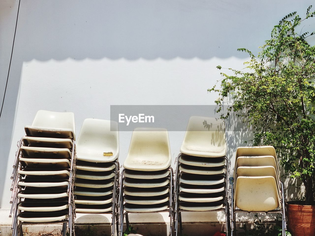 Close-up of empty chairs