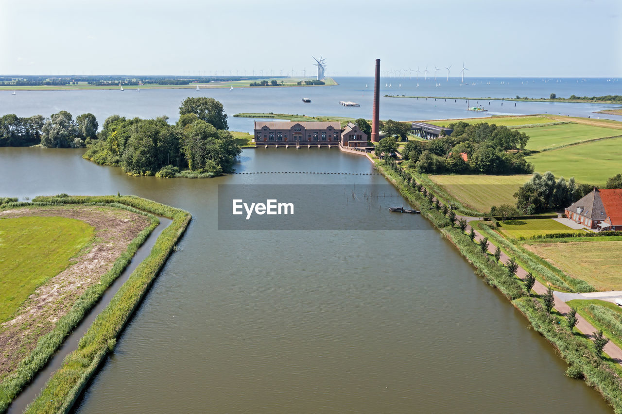 Aerial from the wouda pumping station near lemmer in the netherlands