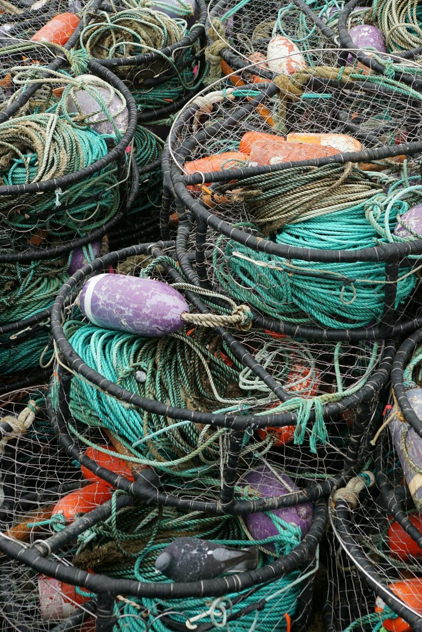 Full frame shot of crab pots