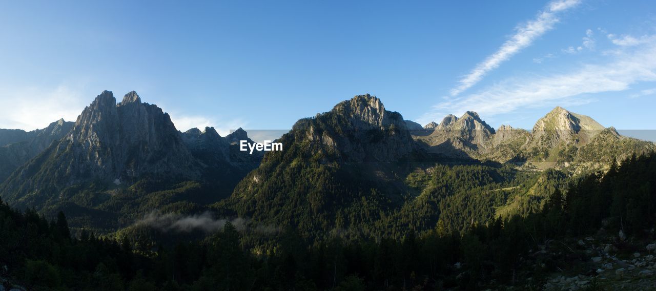 Scenic view of mountains against cloudy sky