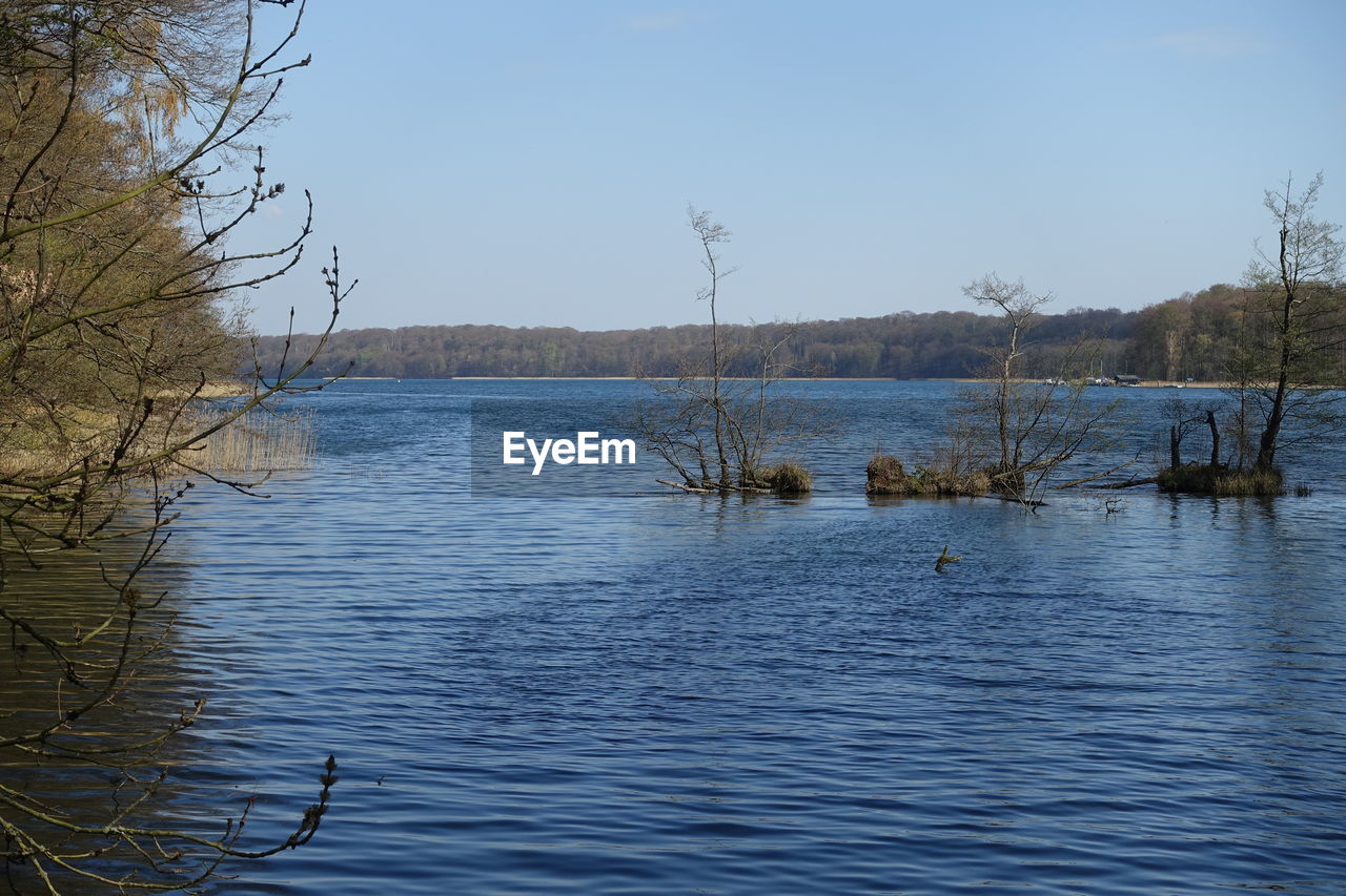 VIEW OF LAKE AGAINST CLEAR SKY