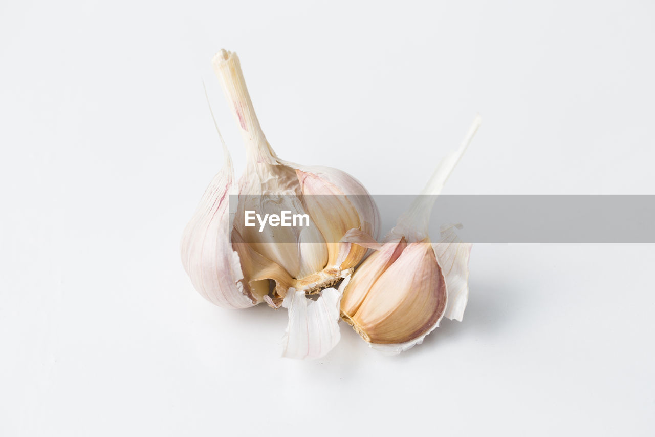 Garlic bulbs on the white background