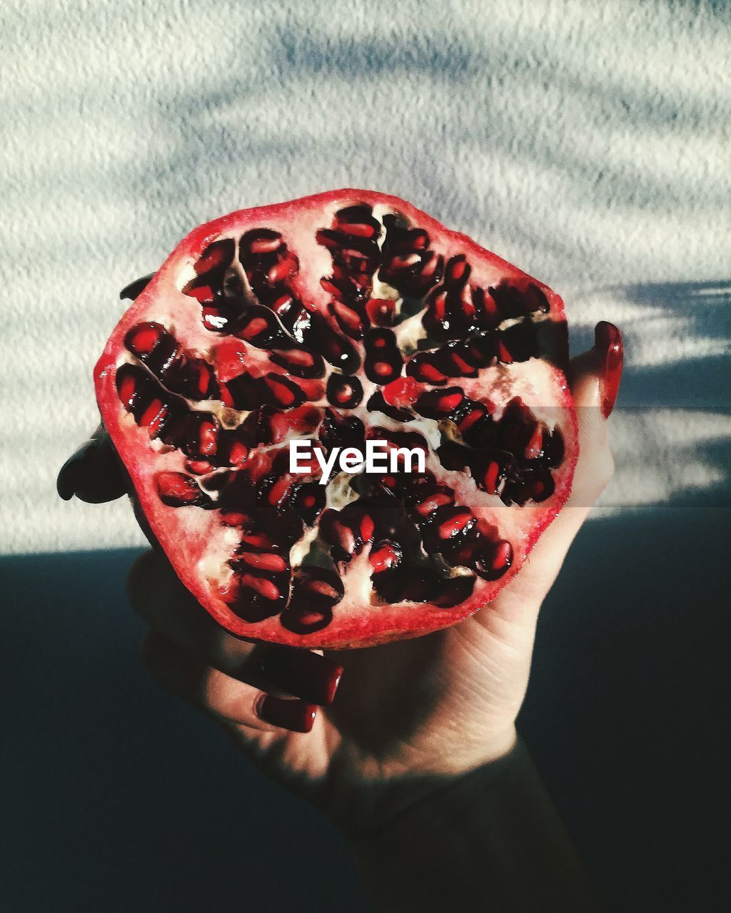 High angle view of red pomegranate 