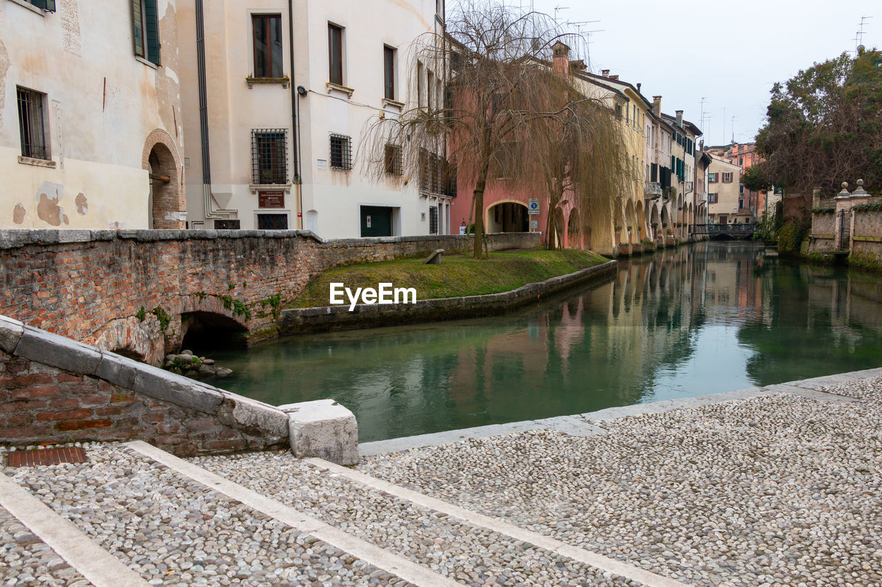 The buranelli canal, a beautiful view of the historic center of treviso