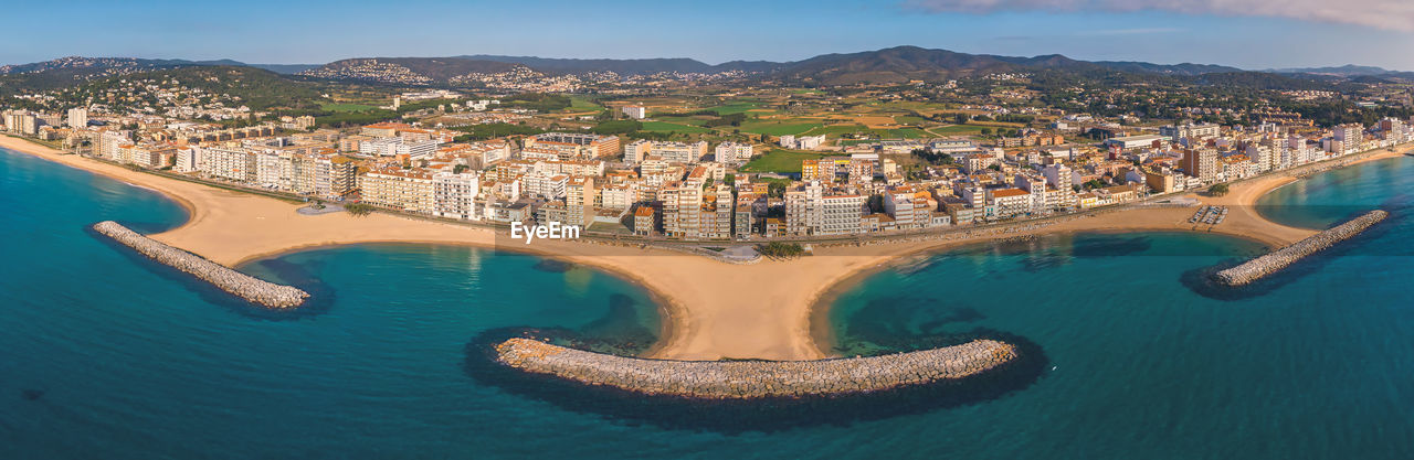 High angle view of buildings in city