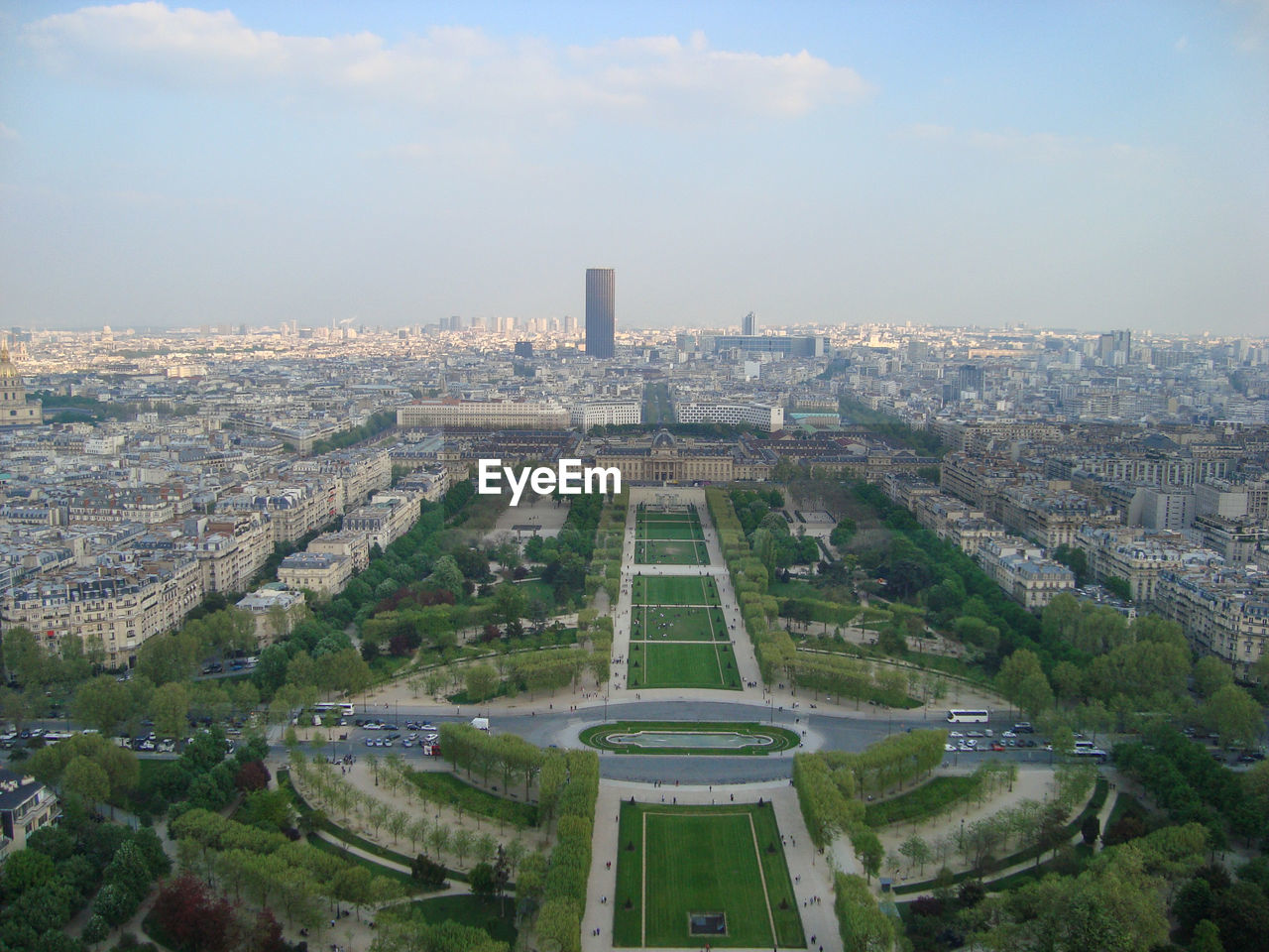 High angle view of buildings in city