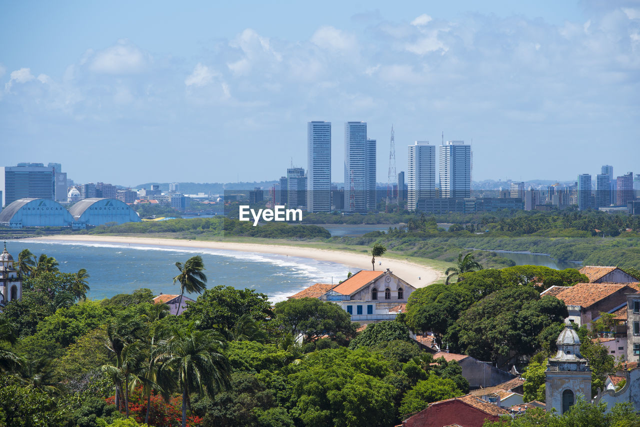 HIGH ANGLE VIEW OF CITY AND BUILDINGS