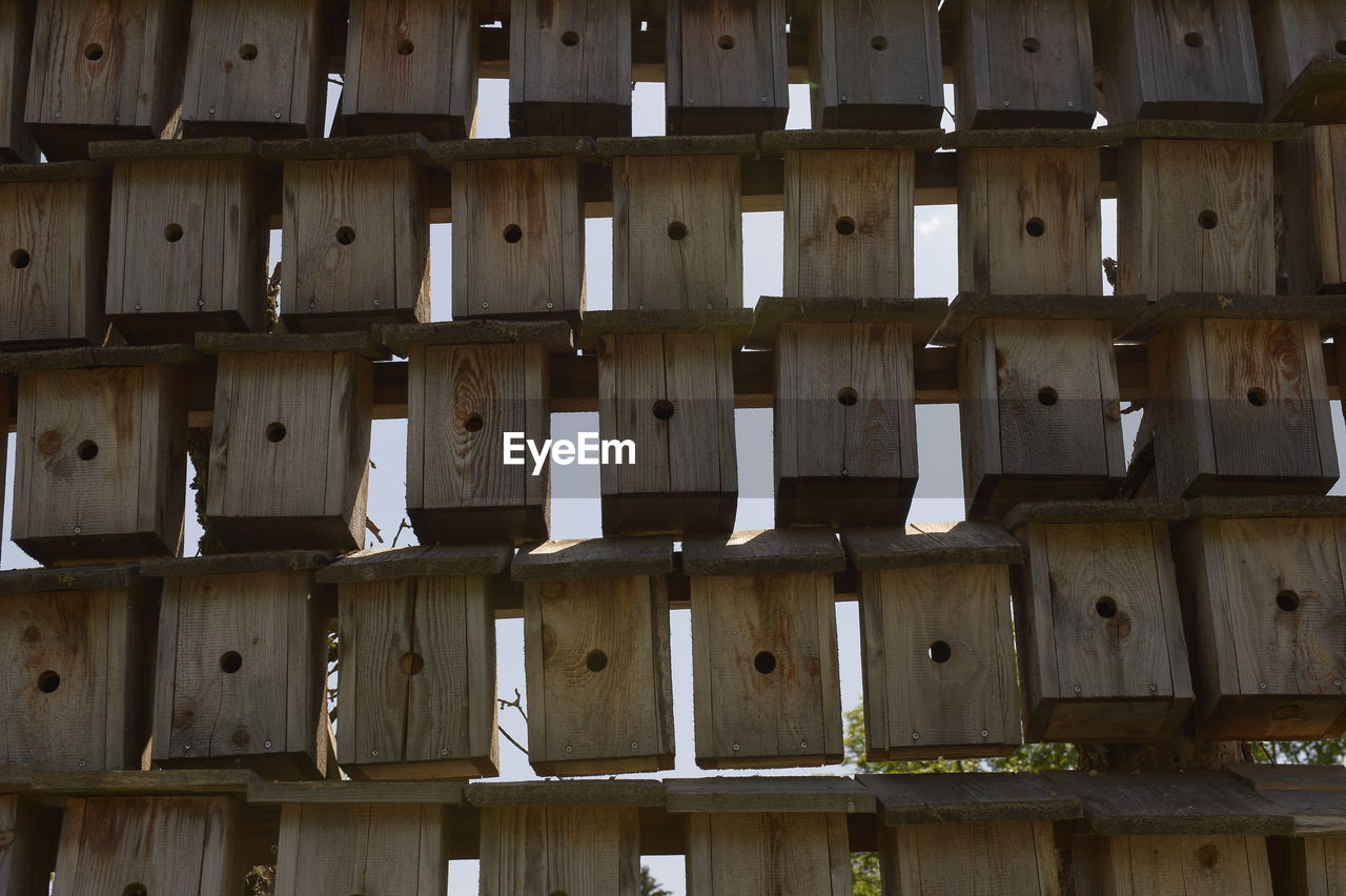 Full frame shot of wood bird house