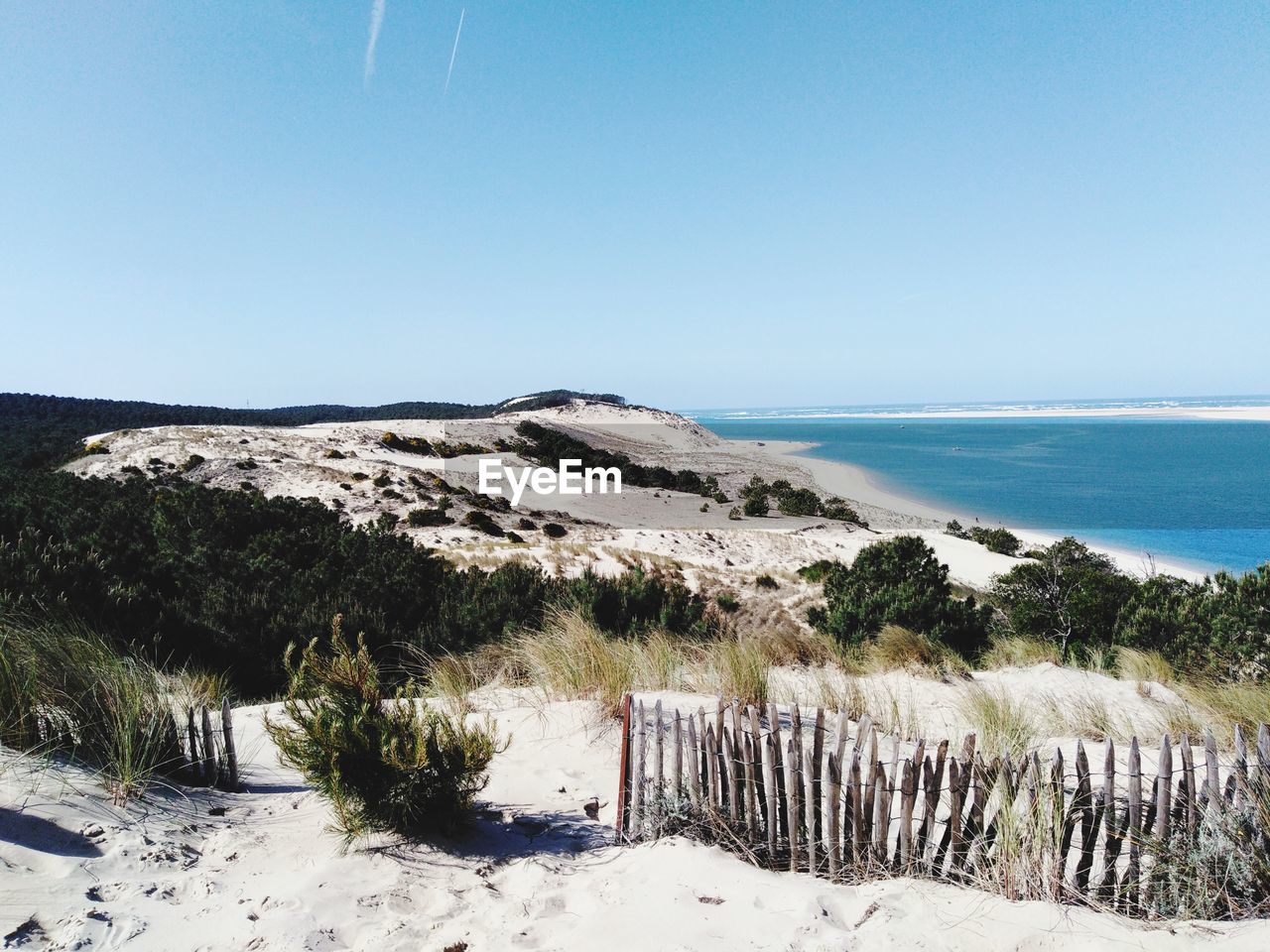 Scenic view of sea against clear sky