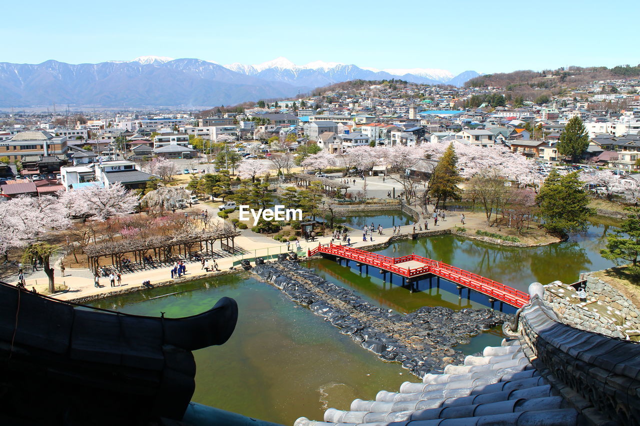 High angle view of town