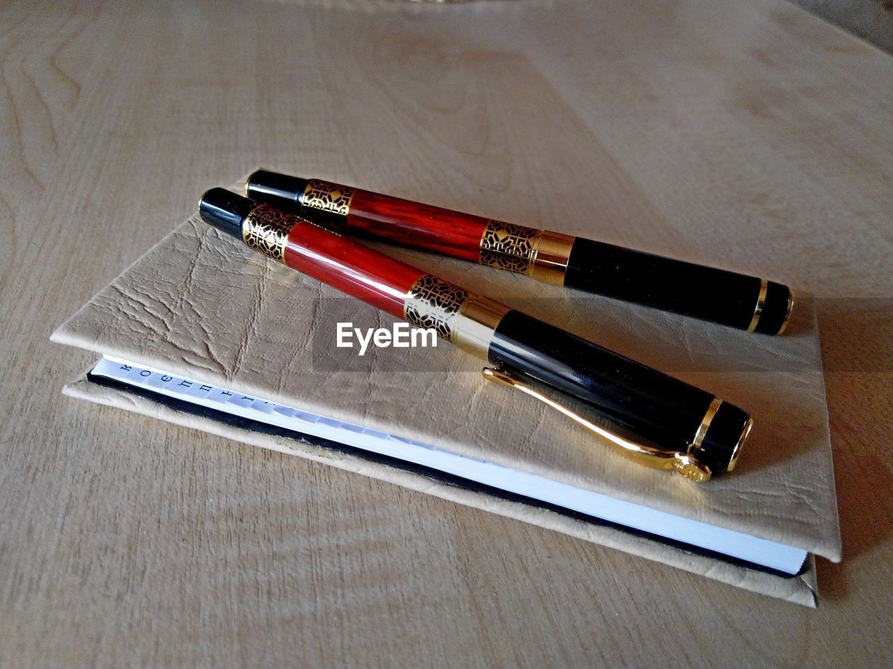 High angle view of pen on table