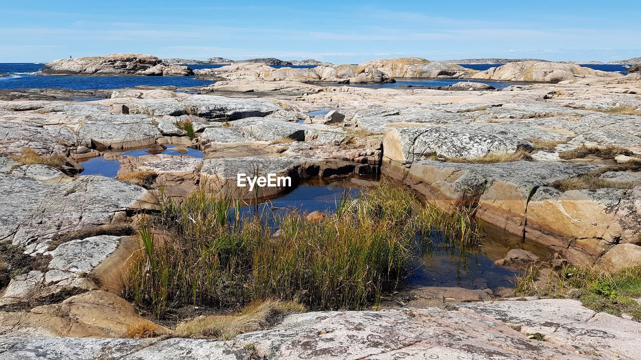 SCENIC VIEW OF ROCK FORMATION IN WATER