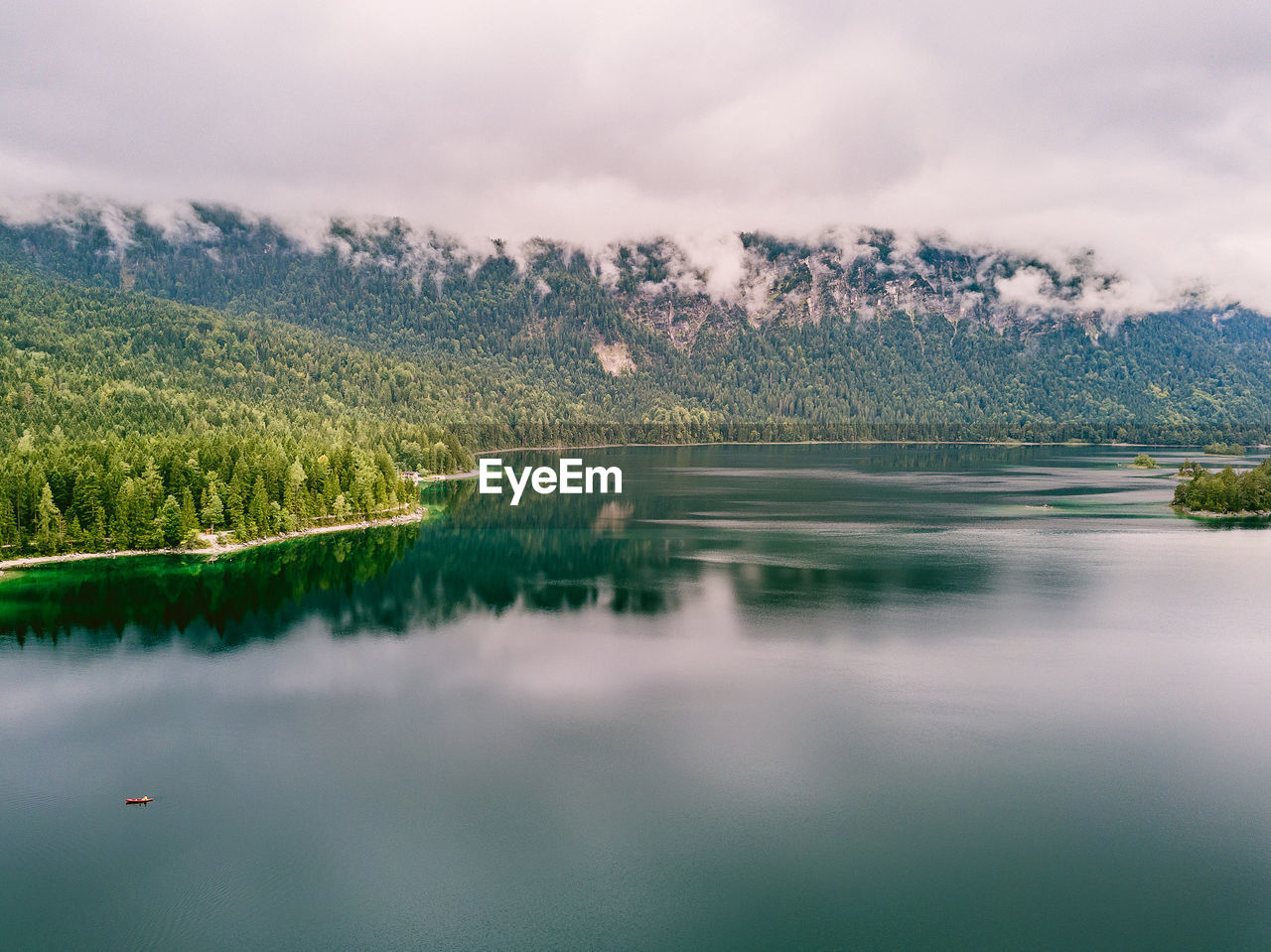 Scenic view of lake against sky