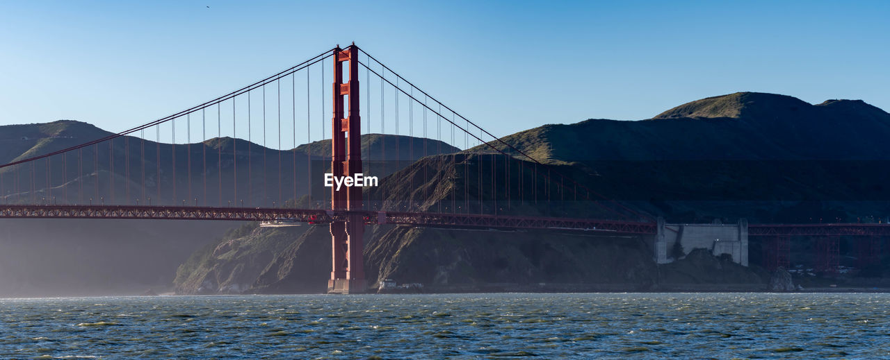 VIEW OF SUSPENSION BRIDGE OVER WATER