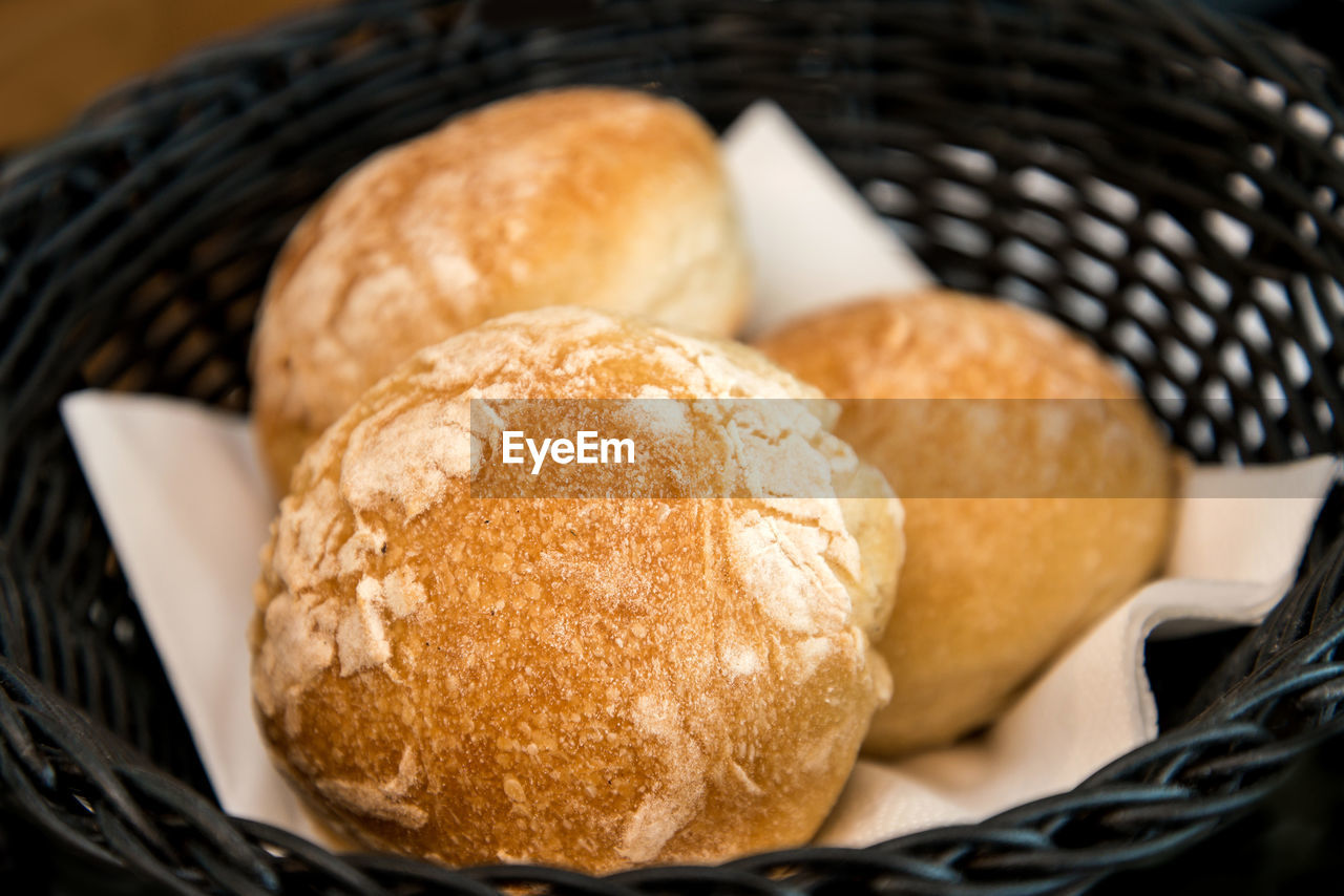 Close-up of fresh buns in basket