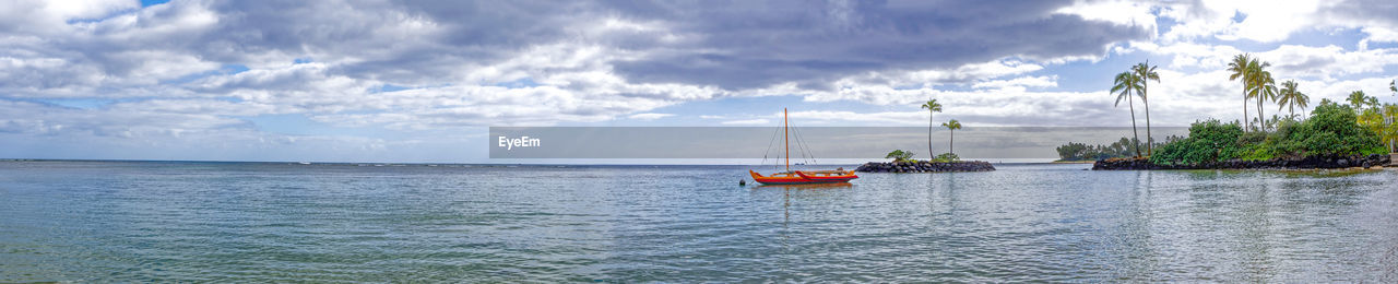 SAILBOATS IN SEA AGAINST SKY