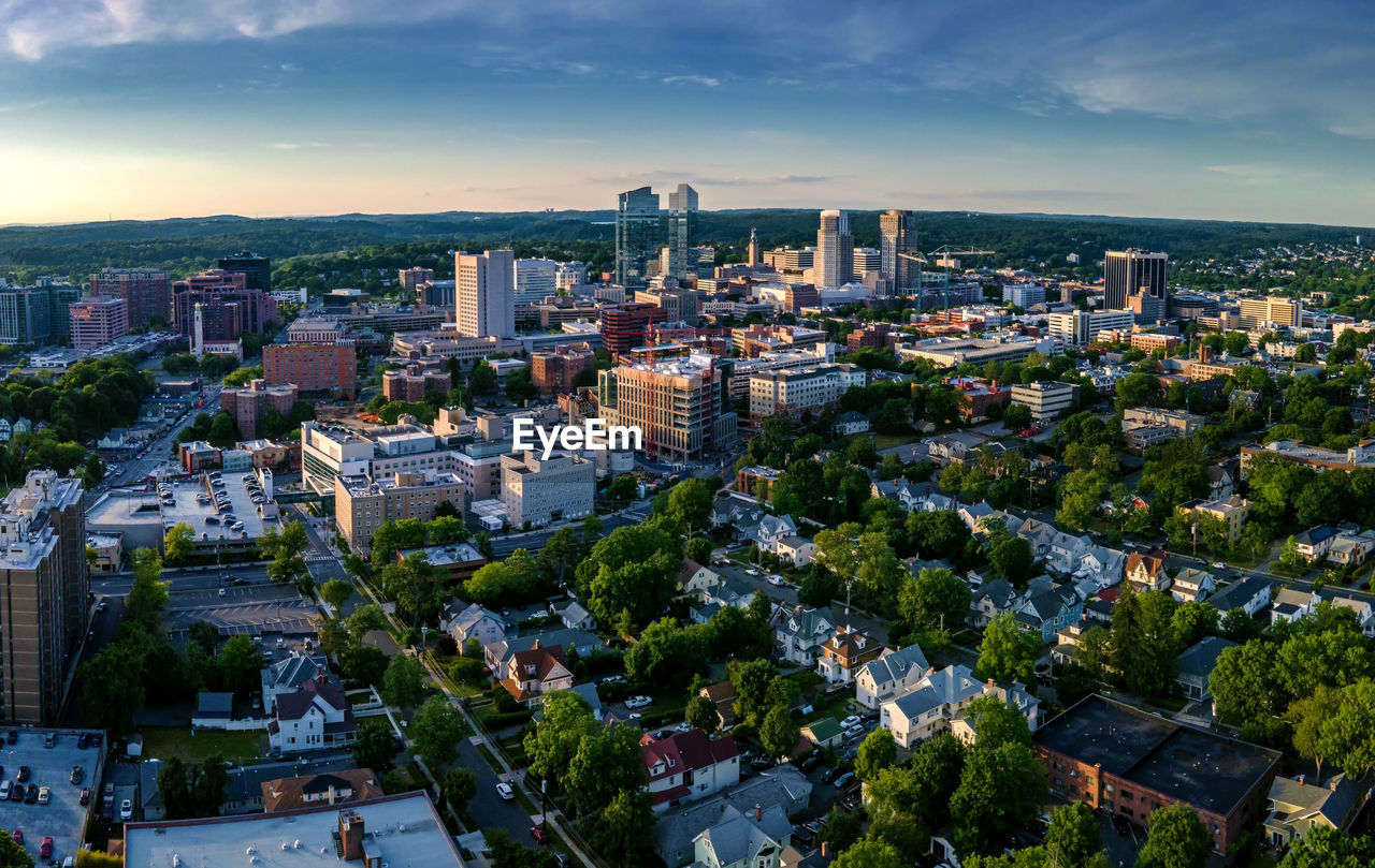 Aerial landscape of white plains, new york